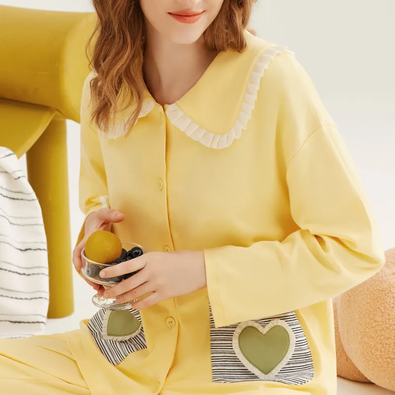 DAERLI Pajama Set Women's Yellow-5