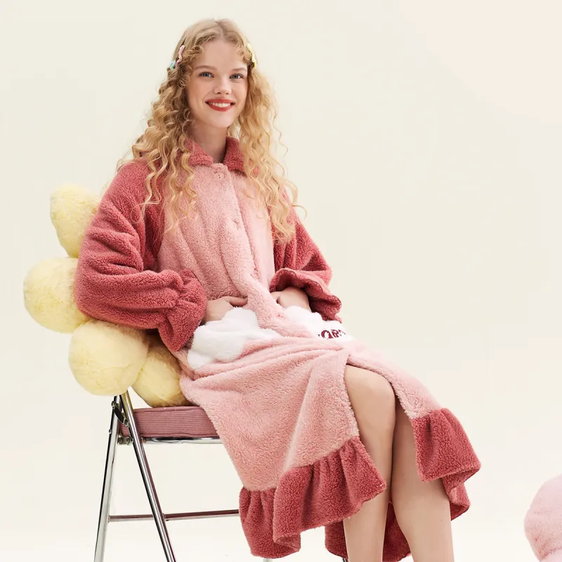 DAERLI Bath Robes Women's Medium Pink-3