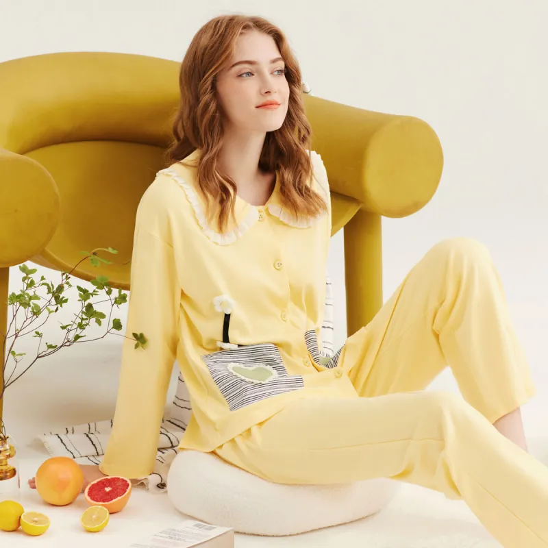 DAERLI Pajama Set Women's Yellow-1