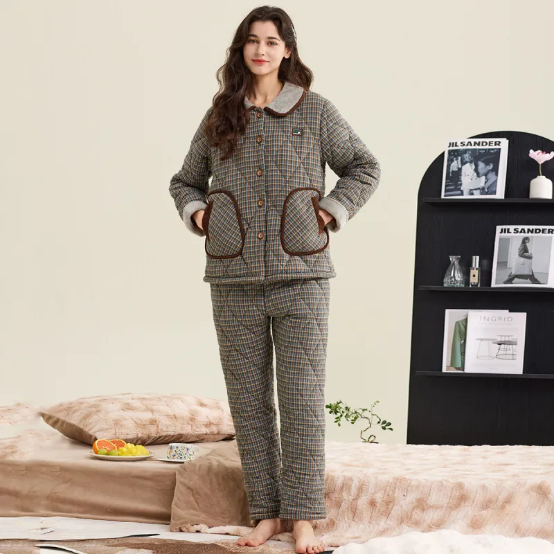 DAERLI Couple Loungewear Warm 100% Cotton Set Outerwear Ready Women's-3