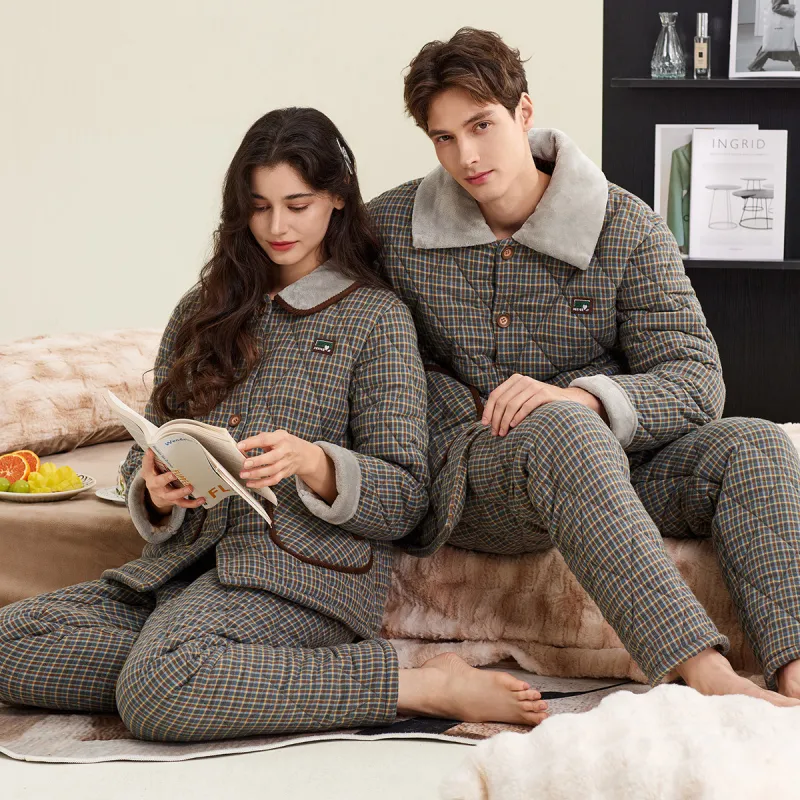 DAERLI Couple Loungewear Warm 100% Cotton Set Outerwear Ready Women's-4