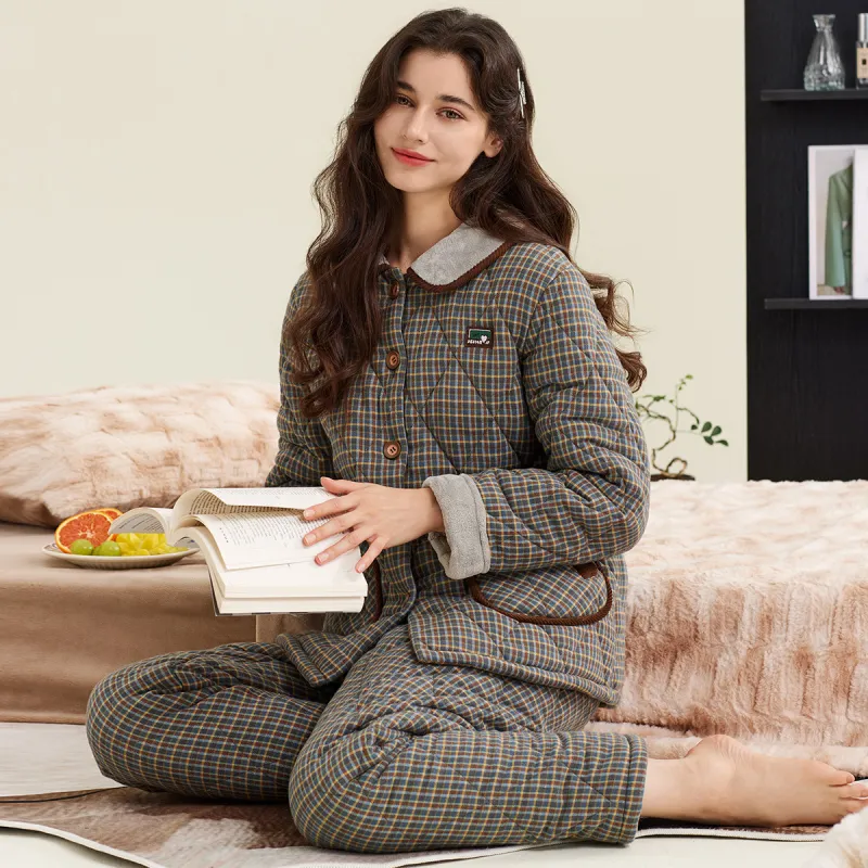 DAERLI Couple Loungewear Warm 100% Cotton Set Outerwear Ready Women's-2