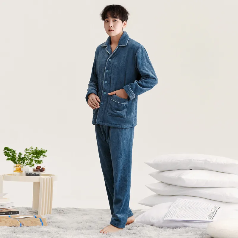 DAERLI Flannel Thickened Loungewear Set Men's-9