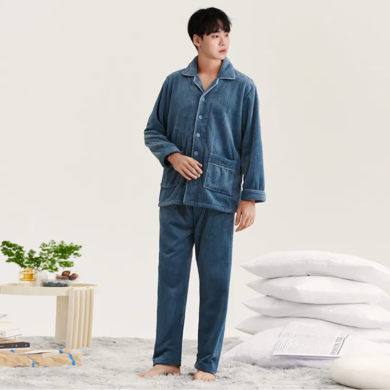 DAERLI Flannel Thickened Loungewear Set Men's-8