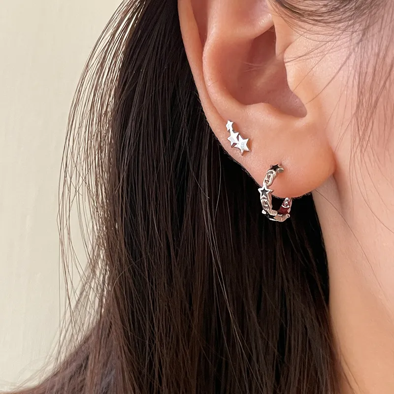 EAR PARTNER 925 Sterling Silver Stud Earrings Unisex-3