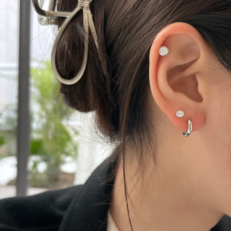 EAR PARTNER S925 Silver Stud Earrings Unisex-6