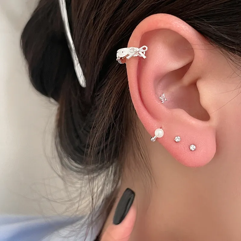 EAR PARTNER 925 Sterling Silver Needle Earrings Women's-4