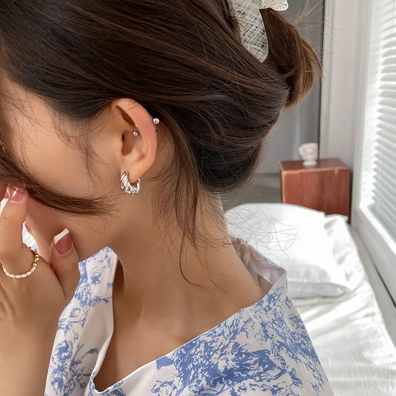 EAR PARTNER 925 Sterling Silver Stud Hoop Earrings Women's-2