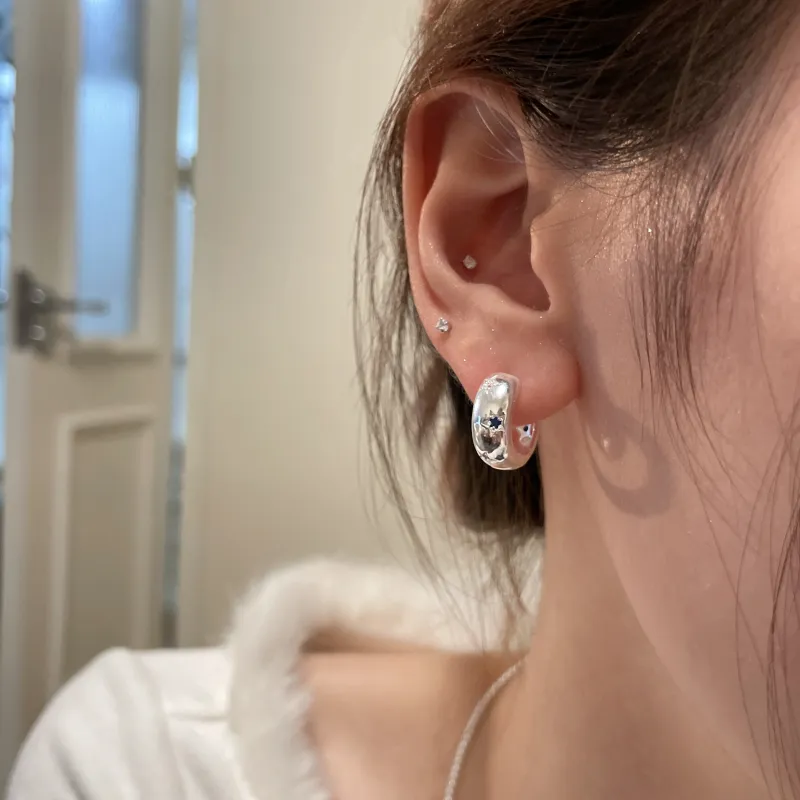 EAR PARTNER 925 Sterling Silver Needle Earrings Women's-1
