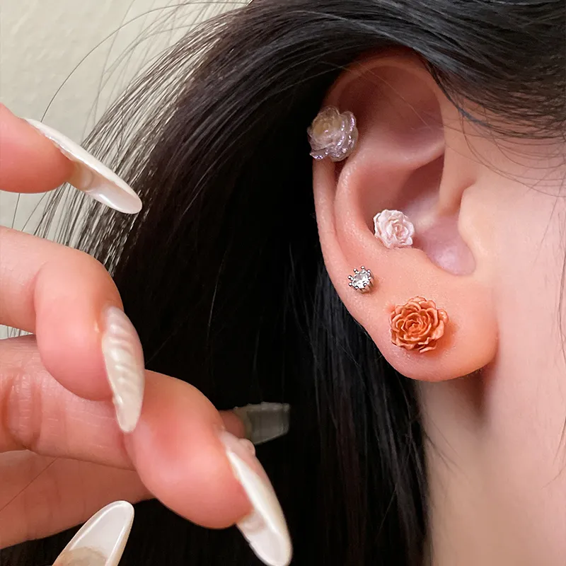 EAR PARTNER Titanium Steel Stud Earrings Women's-5