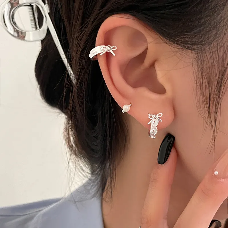 EAR PARTNER 925 Sterling Silver Needle Earrings Women's-2