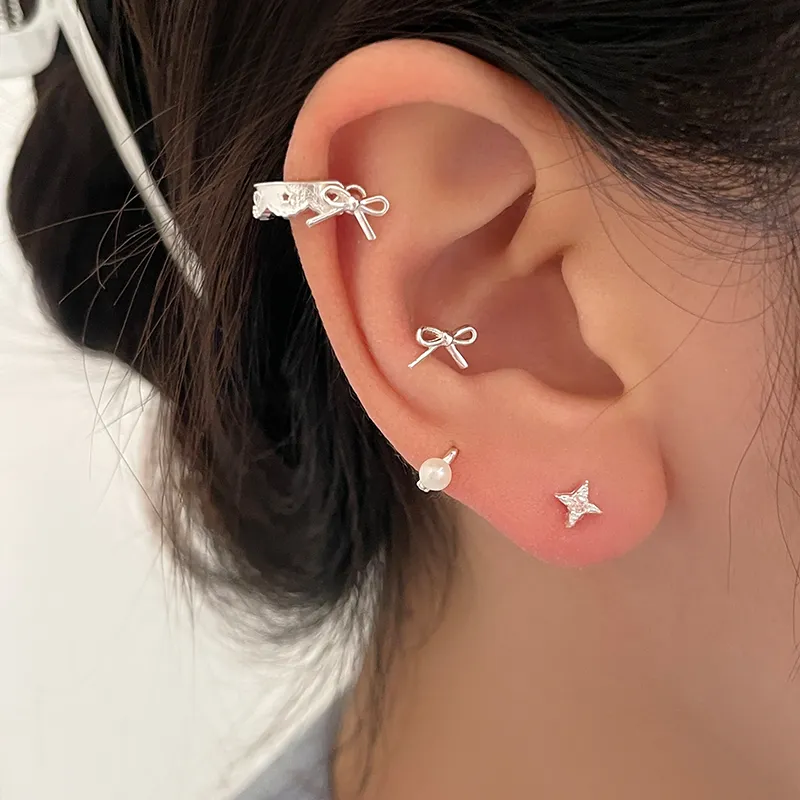 EAR PARTNER 925 Sterling Silver Needle Earrings Women's-6