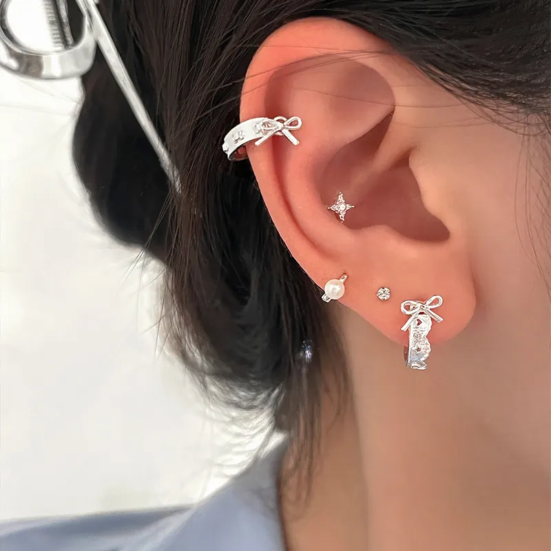EAR PARTNER 925 Sterling Silver Needle Earrings Women's-1