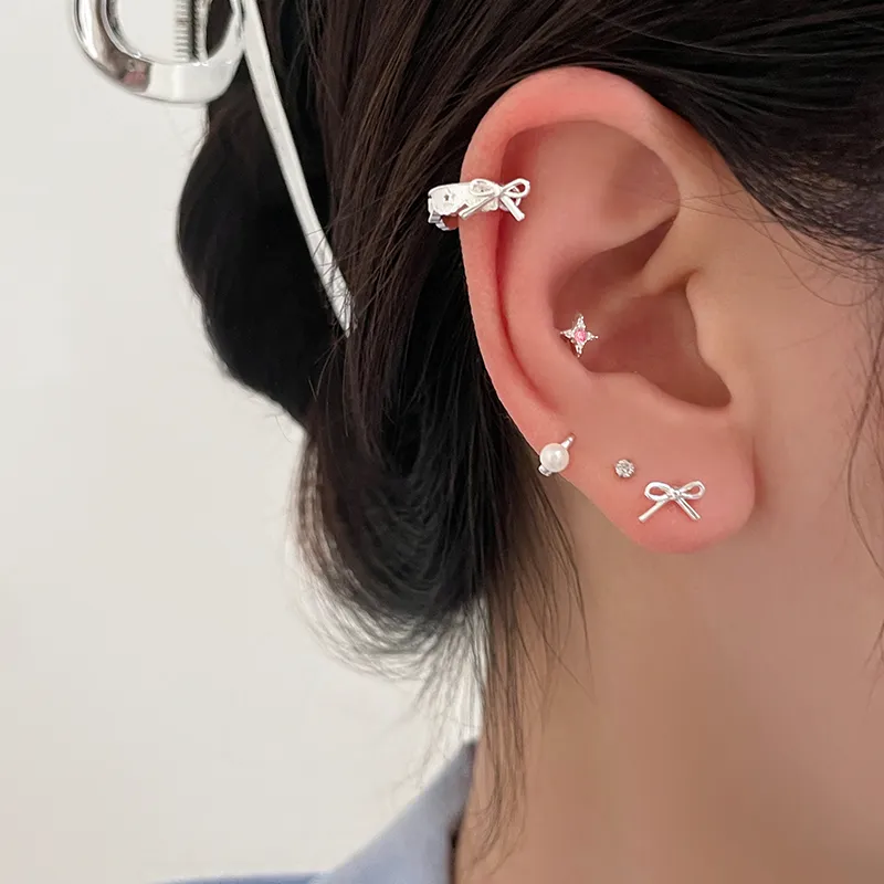 EAR PARTNER 925 Sterling Silver Needle Earrings Women's-5