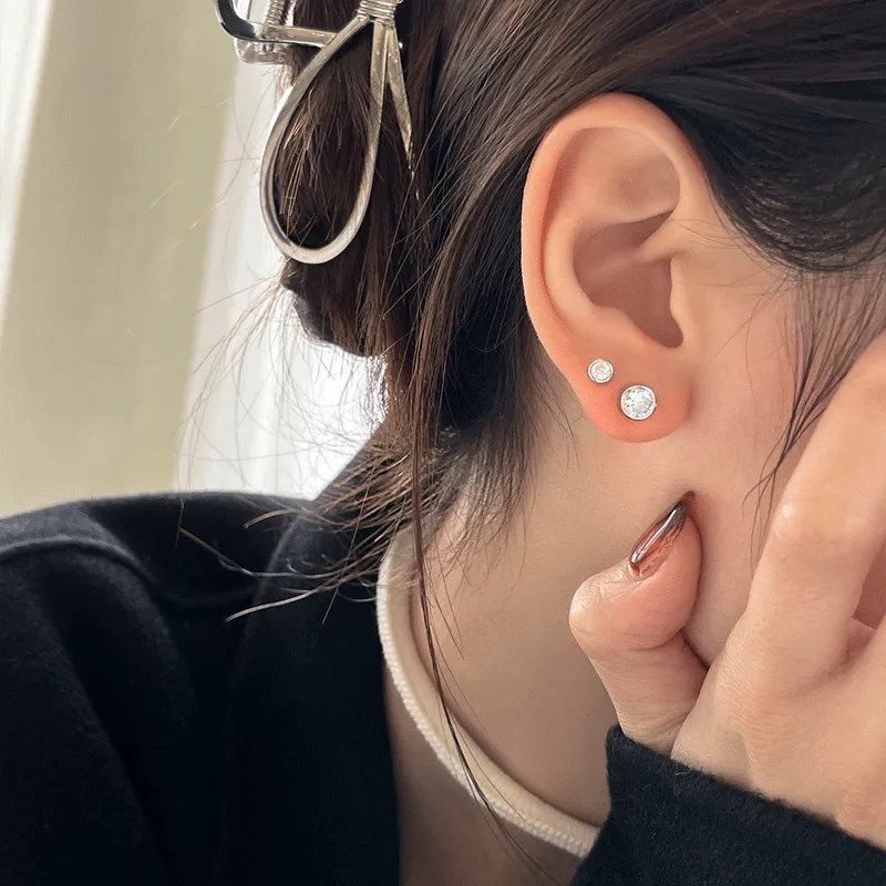 EAR PARTNER S925 Silver Stud Earrings Unisex-1