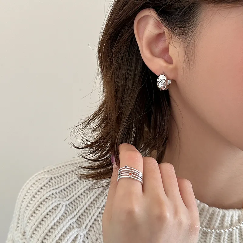 EAR PARTNER 925 Sterling Silver Stud Earrings Women's-1