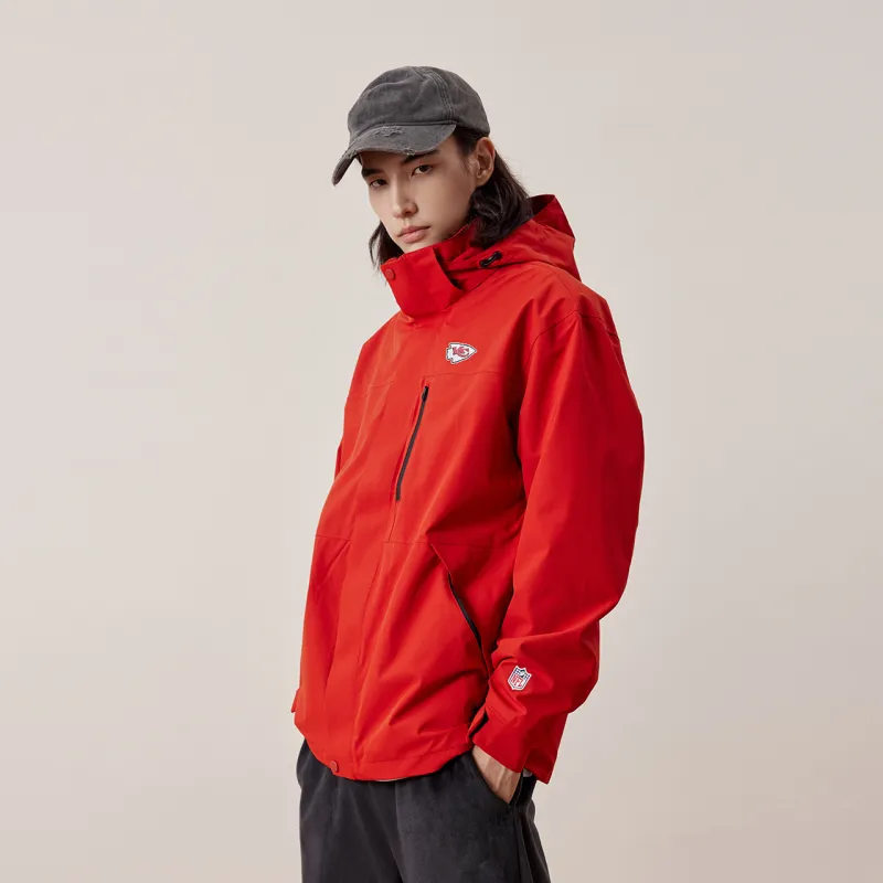 NFL Waterproof And Windproof Windbreaker Jacket Unisex Orange Red-5