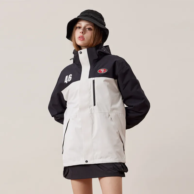 NFL Waterproof And Windproof Windbreaker Jacket Unisex White Black And White-1