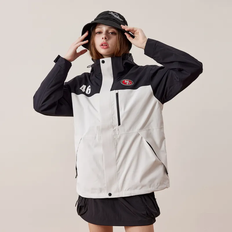 NFL Waterproof And Windproof Windbreaker Jacket Unisex White Black And White-5