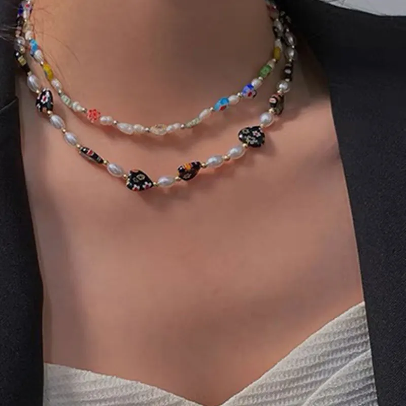 AWE Colored Glaze Niche Designed Collarbone Chain Unisex-6