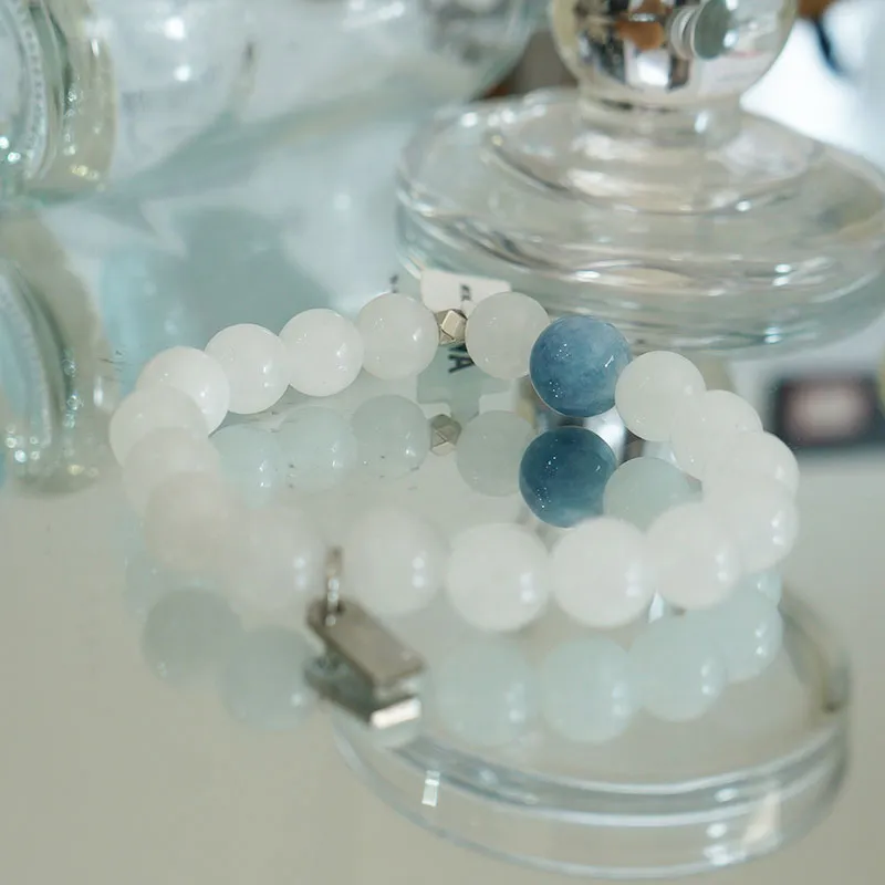 AWE Beads Gray Angel Niche Accessory Agate Crystal Beaded Bracelet Birthday Confession Bestie Gift Unisex-9