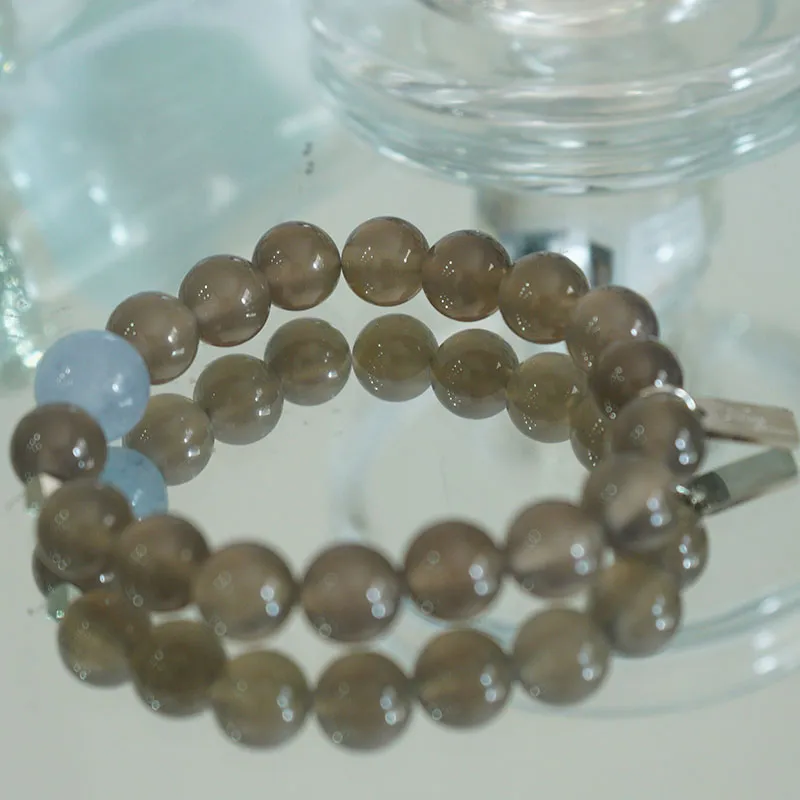AWE Beads Gray Angel Niche Accessory Agate Crystal Beaded Bracelet Birthday Confession Bestie Gift Unisex-4