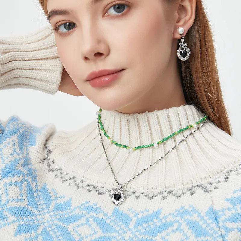 AWE Titanium Steel Necklace Students Party Design Collarbone Chain Women's-1