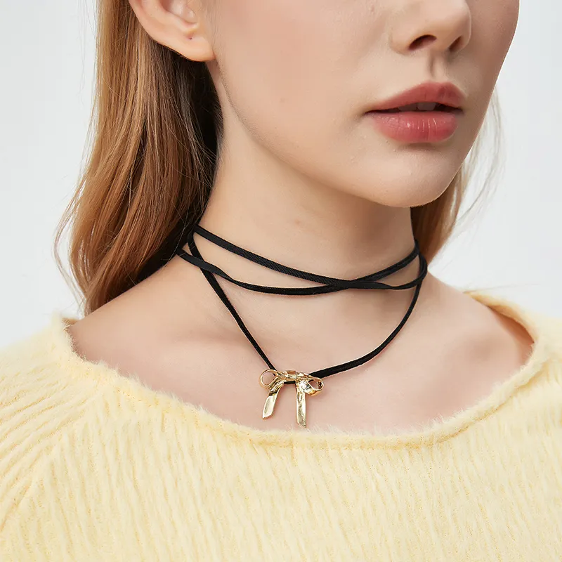 AWE Titanium Steel Necklace Bestie 1 Pair Instagram Style Accessory Plain Chain Women's-4