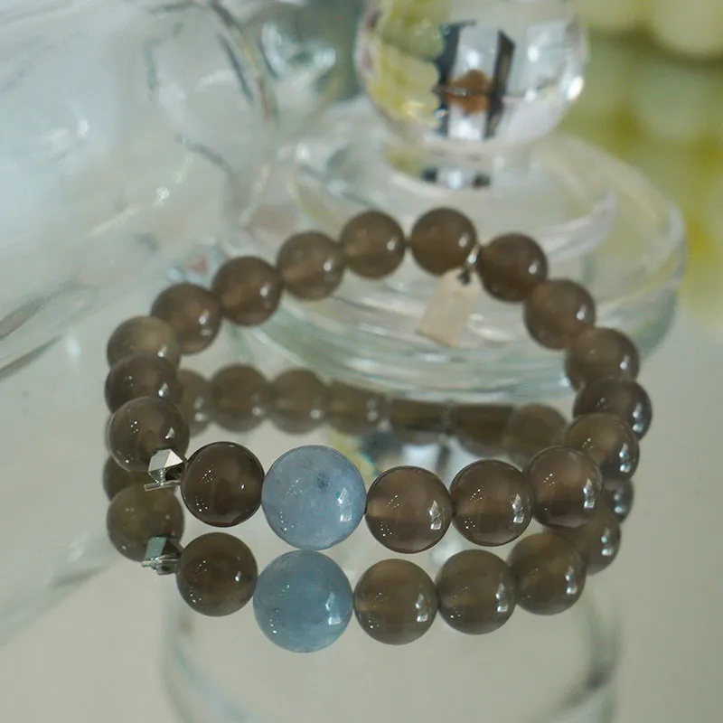 AWE Beads Gray Angel Niche Accessory Agate Crystal Beaded Bracelet Birthday Confession Bestie Gift Unisex-1