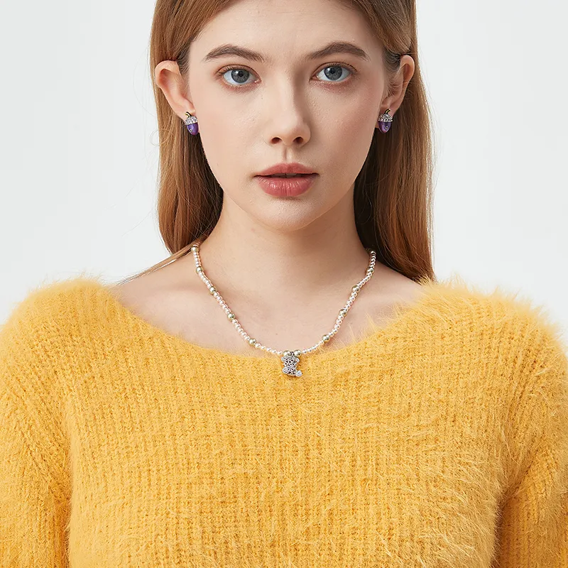 AWE Shell Pearl Necklace Premium Luxury Niche Accessories Collarbone Chain Women's-3