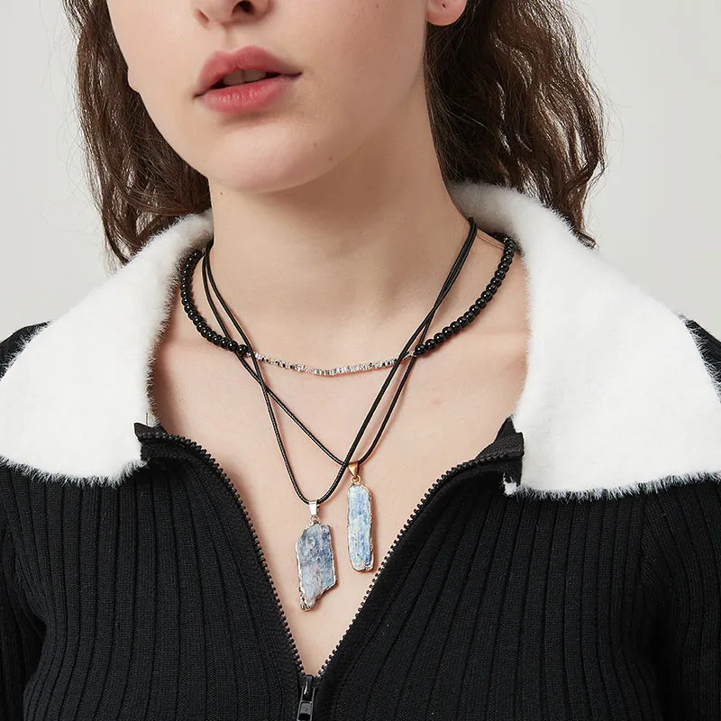 AWE Titanium Leather Niche Design Accessories Women's Fall And Winter Layering Sweater Chain Unisex-1