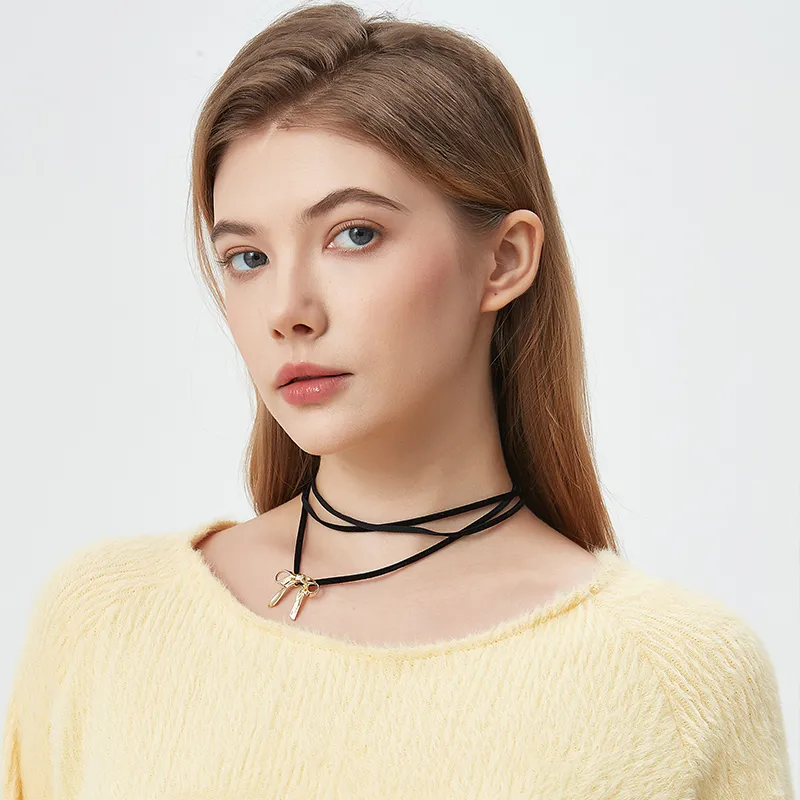 AWE Titanium Steel Necklace Bestie 1 Pair Instagram Style Accessory Plain Chain Women's-1