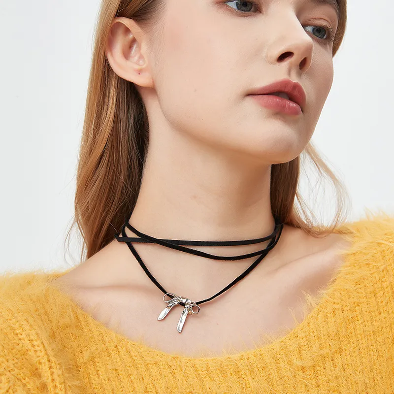 AWE Titanium Steel Necklace Bestie 1 Pair Instagram Style Accessory Plain Chain Women's-8
