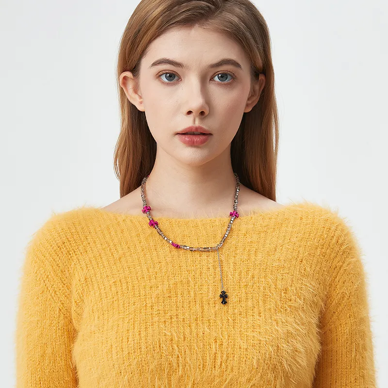 AWE Artificial Crystal Necklace Urban Chic Style Hot Girl Trendy Niche Collarbone Chain Women's-1