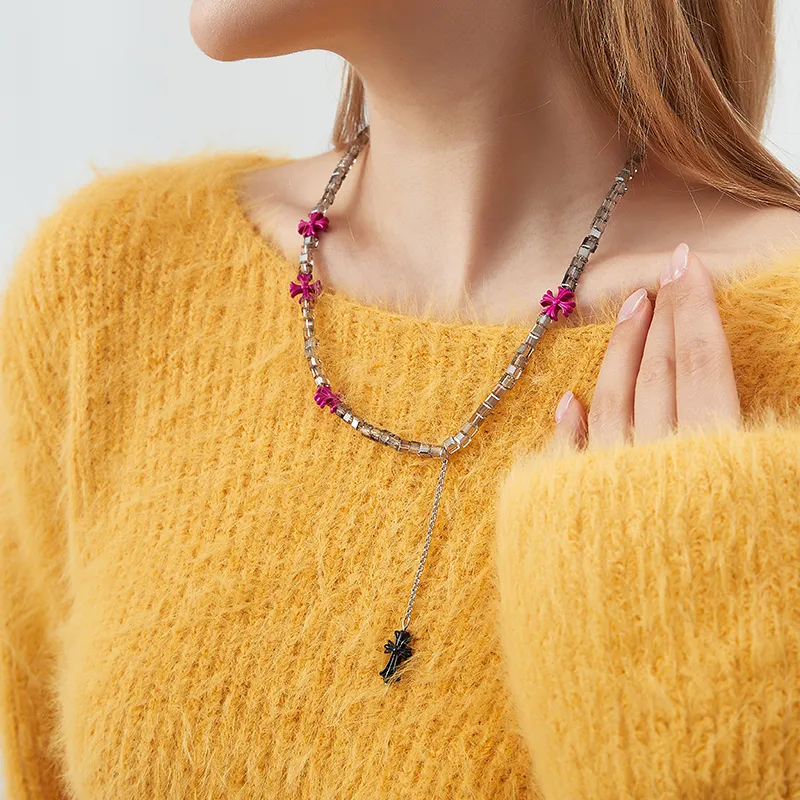 AWE Artificial Crystal Necklace Urban Chic Style Hot Girl Trendy Niche Collarbone Chain Women's-2