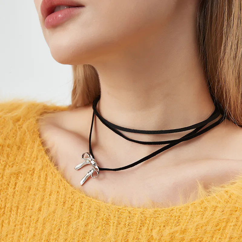 AWE Titanium Steel Necklace Bestie 1 Pair Instagram Style Accessory Plain Chain Women's-9
