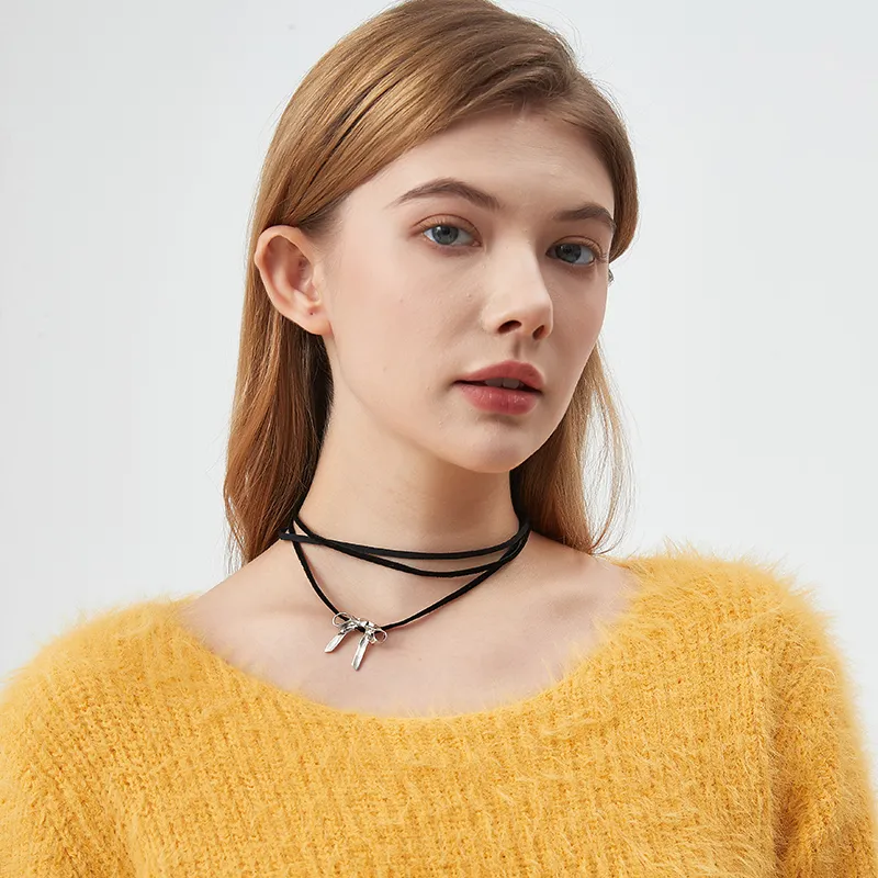 AWE Titanium Steel Necklace Bestie 1 Pair Instagram Style Accessory Plain Chain Women's-6