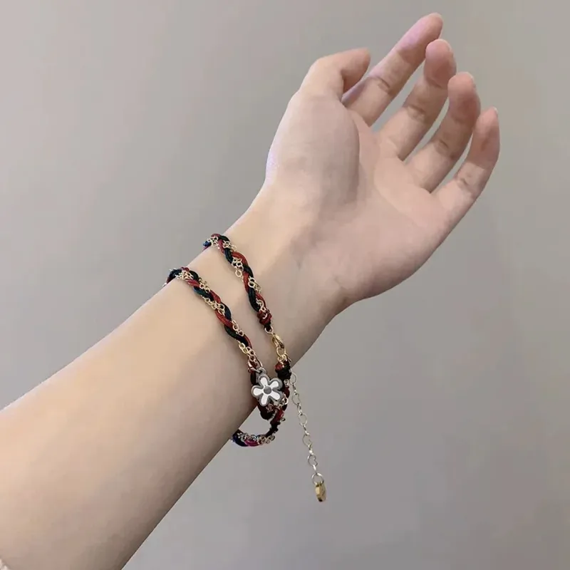 AWE Titanium Steel Wish Red String Woven Hand Rope Unisex Red-1