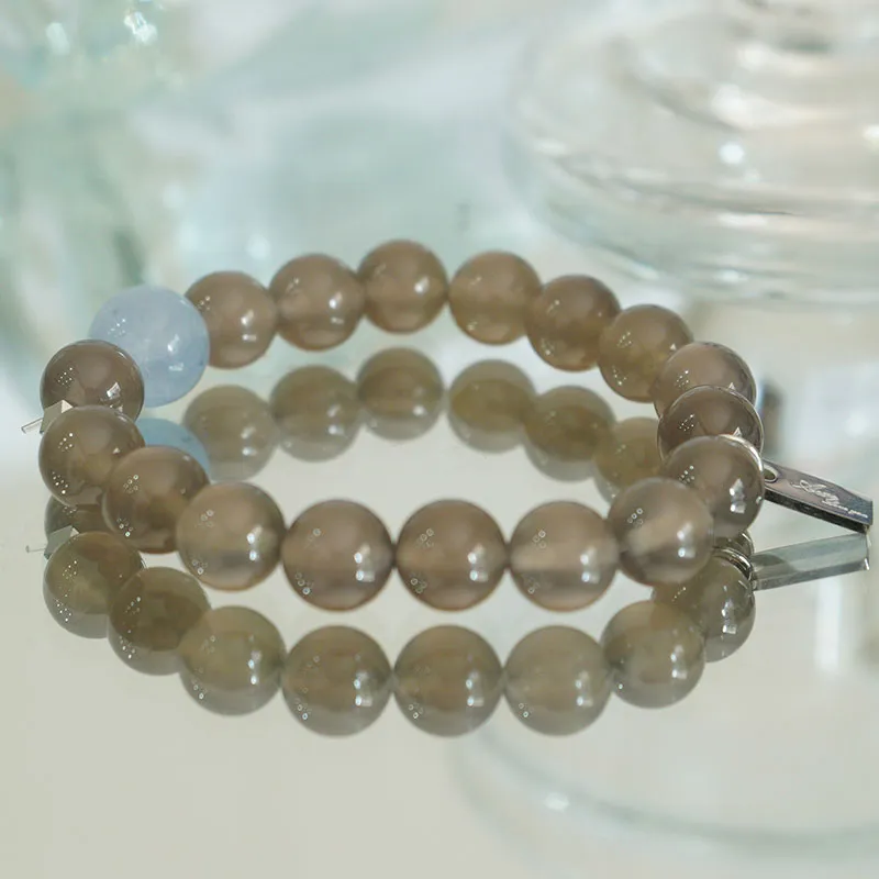 AWE Beads Gray Angel Niche Accessory Agate Crystal Beaded Bracelet Birthday Confession Bestie Gift Unisex-3
