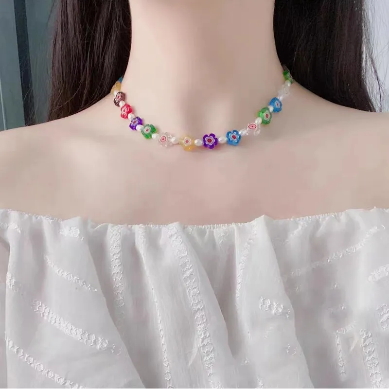 AWE Colored Glaze Niche Designed Collarbone Chain Unisex-12
