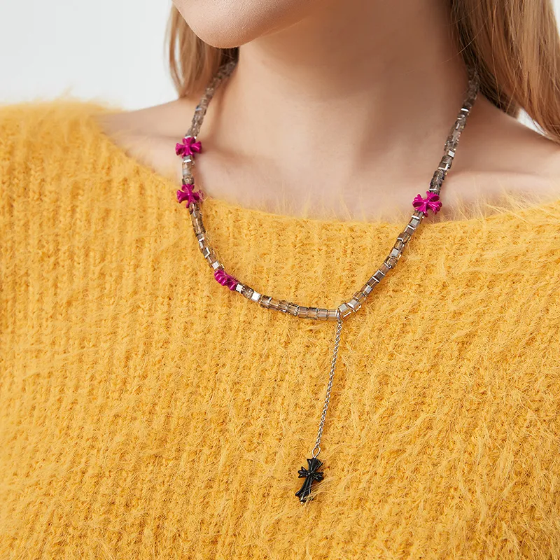 AWE Artificial Crystal Necklace Urban Chic Style Hot Girl Trendy Niche Collarbone Chain Women's-4