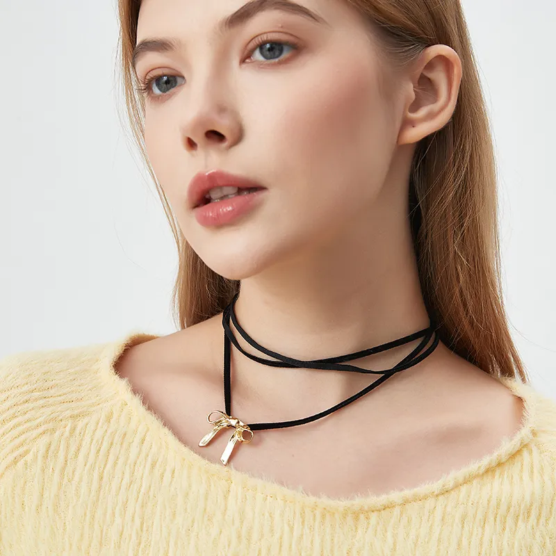 AWE Titanium Steel Necklace Bestie 1 Pair Instagram Style Accessory Plain Chain Women's-3
