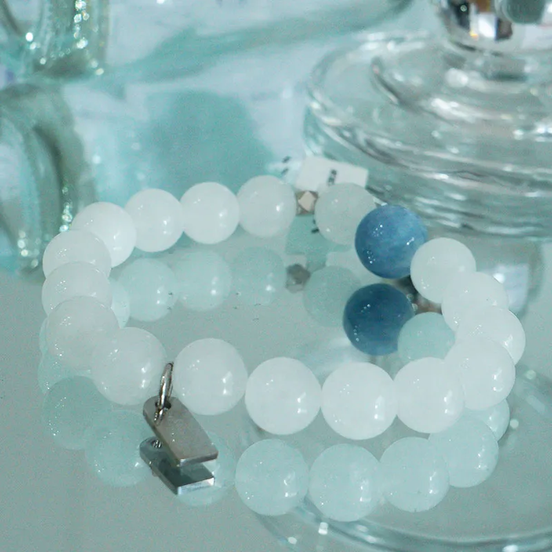 AWE Beads Gray Angel Niche Accessory Agate Crystal Beaded Bracelet Birthday Confession Bestie Gift Unisex-7