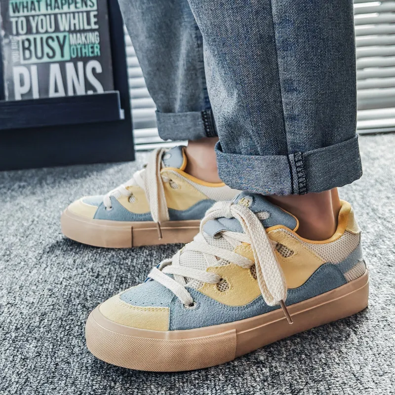 JOHLIN DREAM Low Top Skateboard Shoes Women's Blue Yellow-3