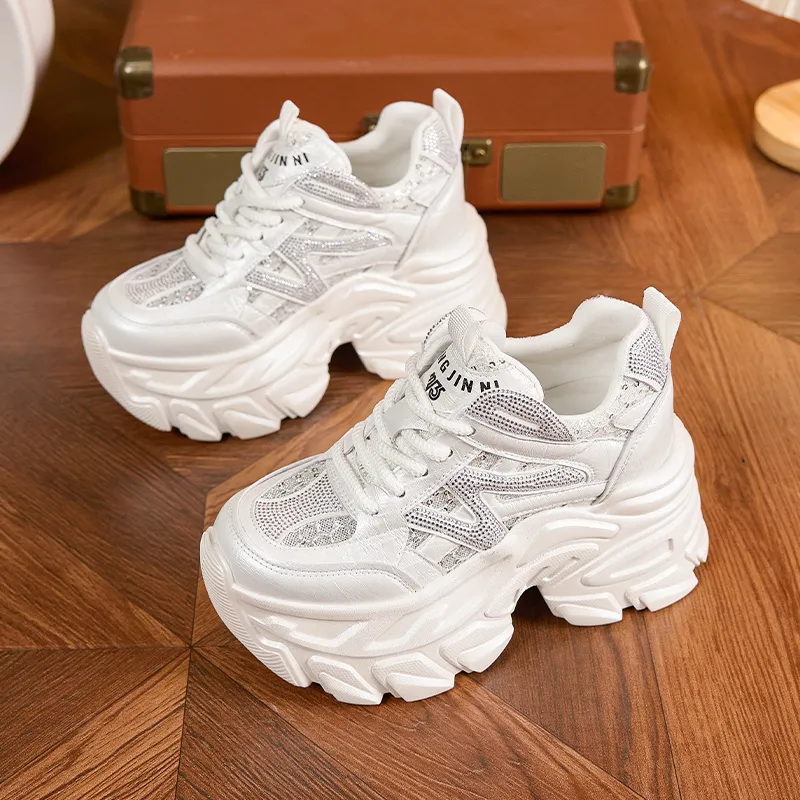 Milan Love Song Breathable Lightweight Height Increasing Low Top Chunky Sneakers Women's-7