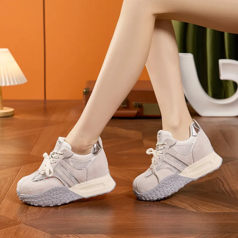 Milan Love Song Height Increasing Abrasion Resistant Slip Resistant Low Top Casual Shoes Women's Solid Color-3