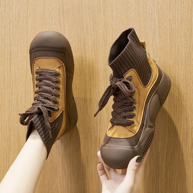 Milan Love Song Wear-Resistant Lightweight Height Increasing High-Top Casual Shoes Women's-17