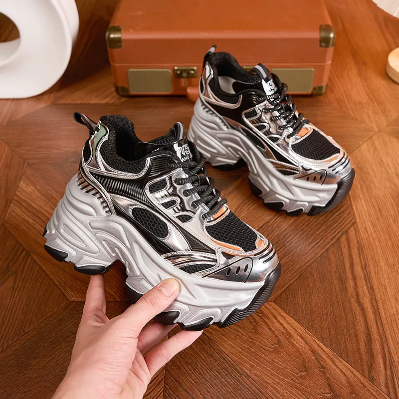 Milan Love Song Wear Resistant Height Increasing Low Top Chunky Sneakers Women's-3