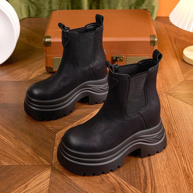 Milan Love Song Short Martin Boot High Heel Women's Solid Color-8