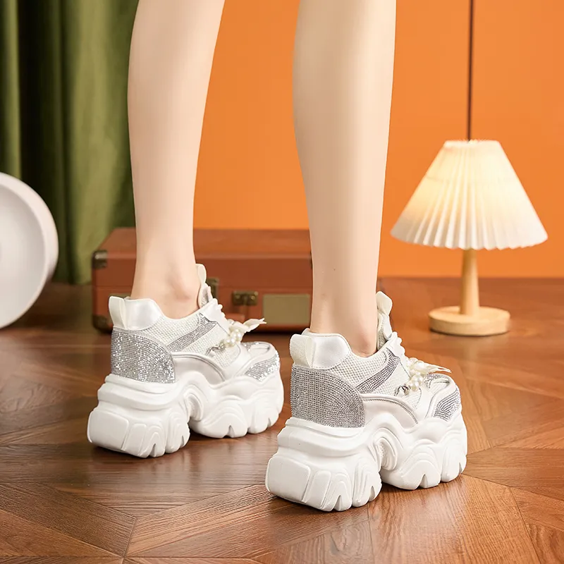 Milan Love Song Cushioned Anti Slip Wear Resistant Lightweight Height Increasing Low Top Chunky Sneakers Women's-5